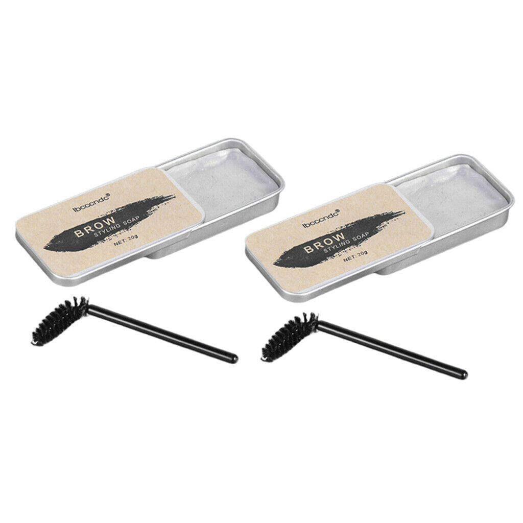 2 Pieces Makeup Eyebrow Soap Balm Brow Styling Shaping Gel with Brows Brush