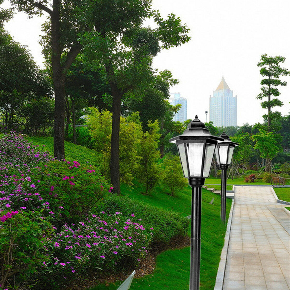 Solar Power LED Path Way Wall Landscape Garden Fence Lamp Post Outdoor Light