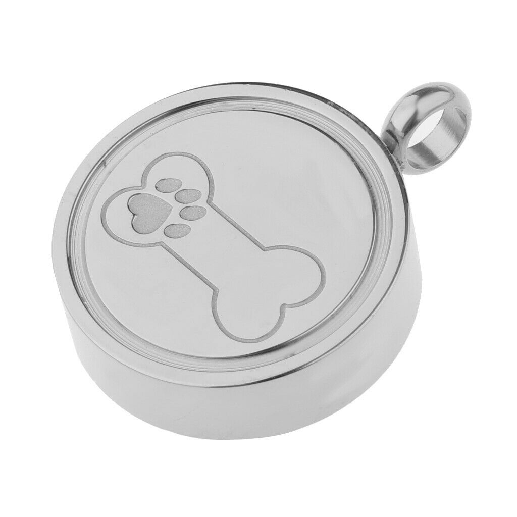 3 Pieces Stainless Steel Bone Paw Round Cremation Keepsake Urn Pendant DIY