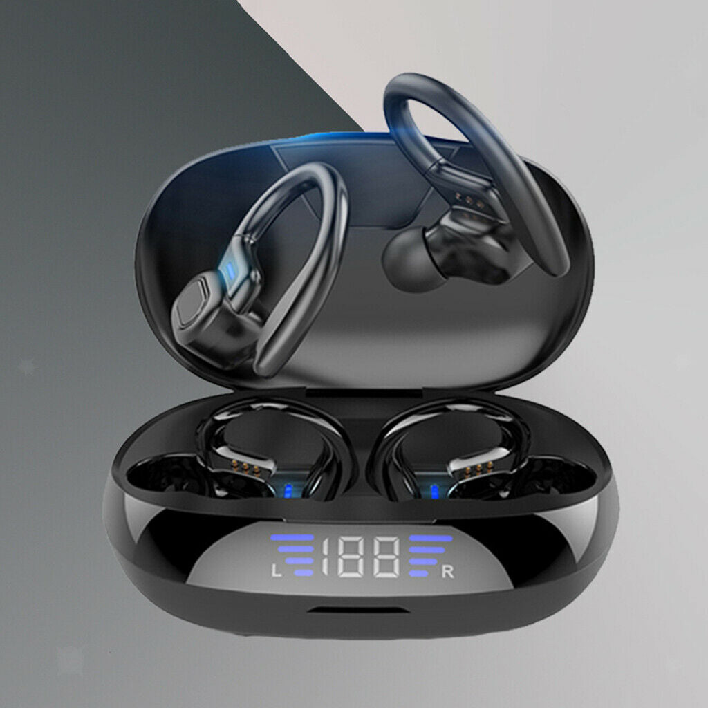 LED Display Bluetooth Eartips Headsets Sports Earphones Over Ear Sweatproof