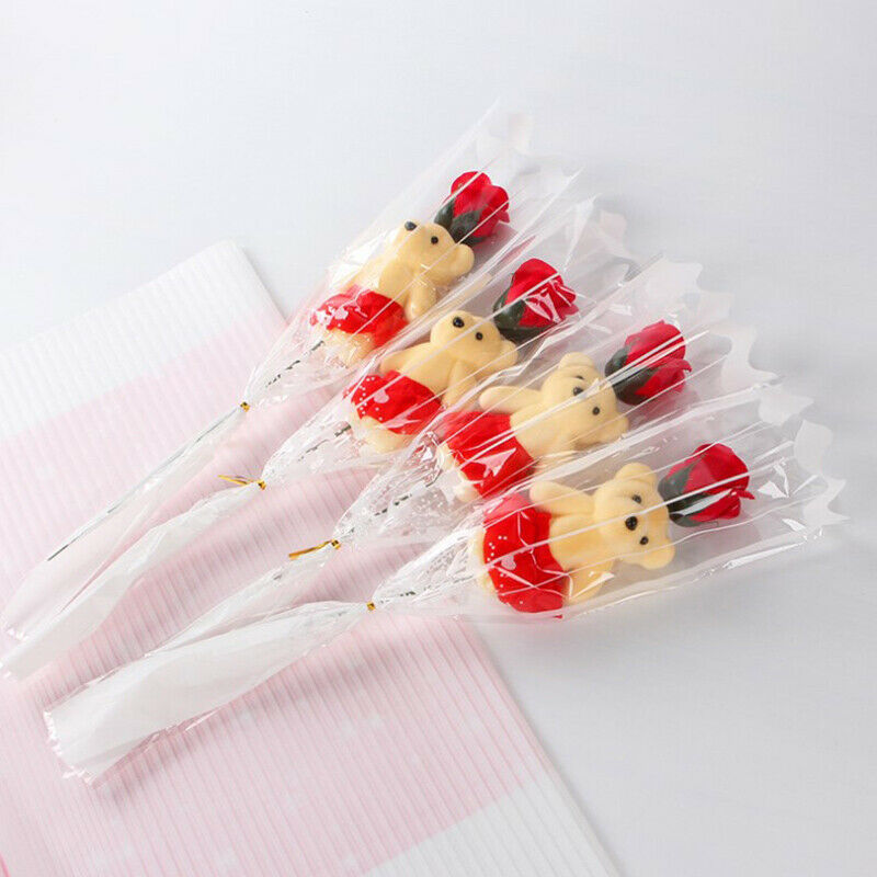 Valentines Day Gift Cute Rose Bear Rose Flower Bouquet Soap Artificial Fl.l8