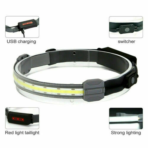 Rechargeable Head Torch COB LED Headlamp Strip Torch Work Light Bar Headlight