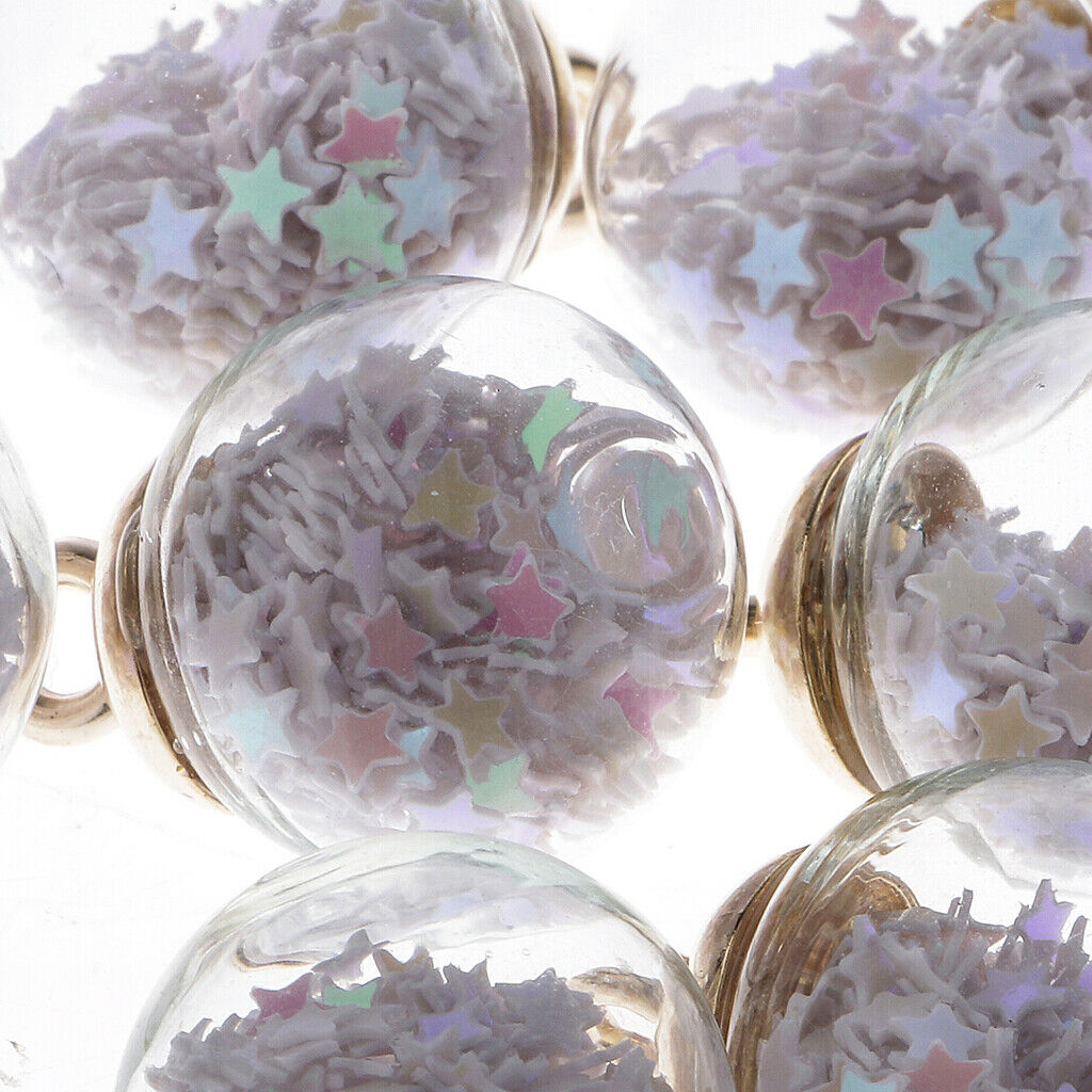20X 16mm Charms Glass Ball With Shiny Star Pendants Craft DIY Necklace Mixed