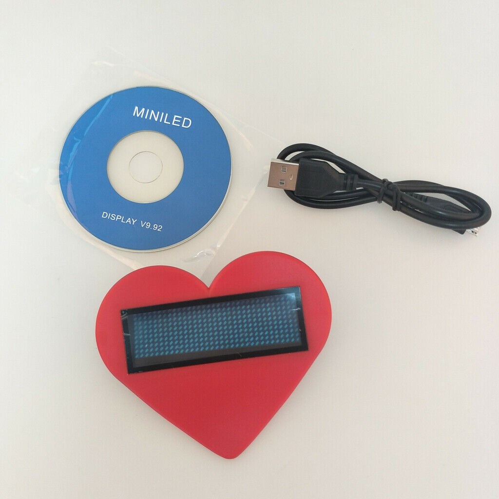 Heart-shaped Led Name Badge Scrolling Bright Sign Message 75x30x5mm Blue