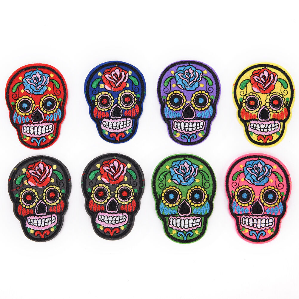 8Pcs iron on patches for clothes sew-on embroidered patch applique rose sk.l8