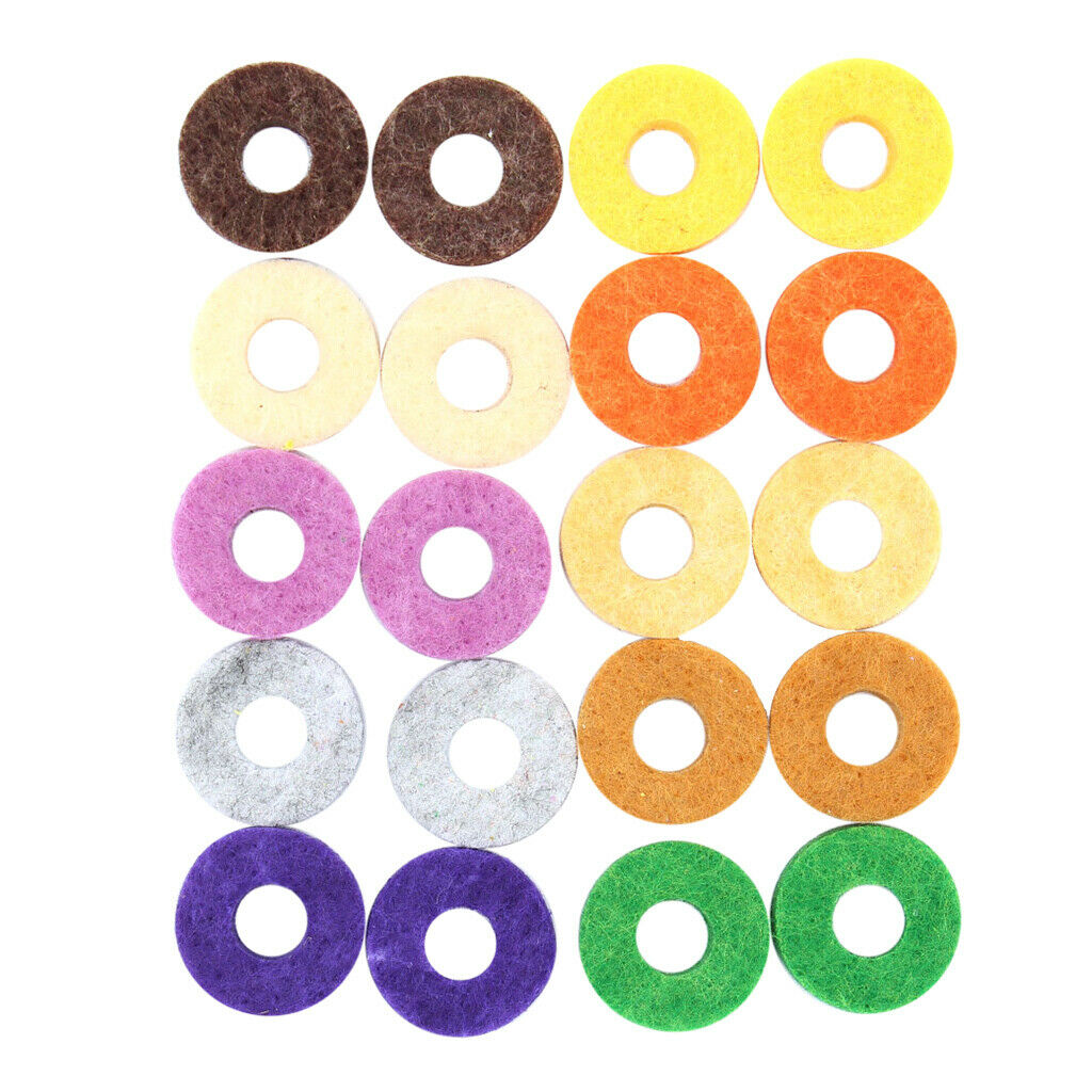 20pcs Drum Cymbal Stand Felt Washers Cushion 2.5cm Outer Dia Instrument