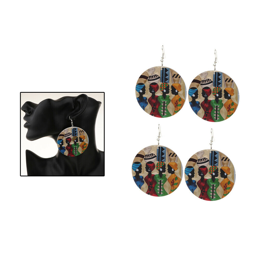 2 Pair Natural European Hot Wood Earring Personalized for Girl Birthday Gift