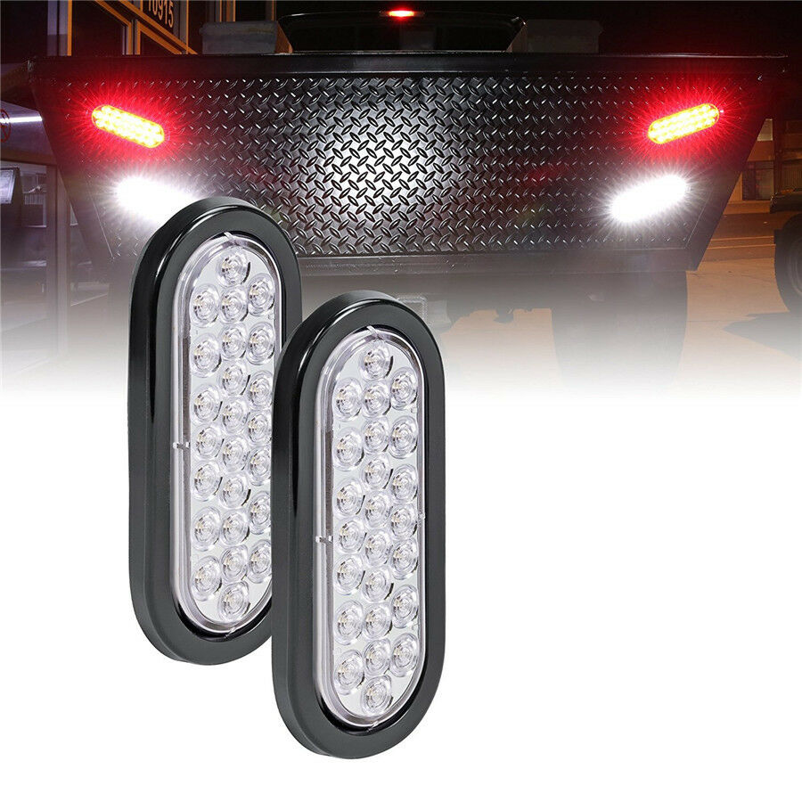 2Pcs 6" 24 LED Car Truck White Reverse Backup Fog Side Marker Lights Waterproof