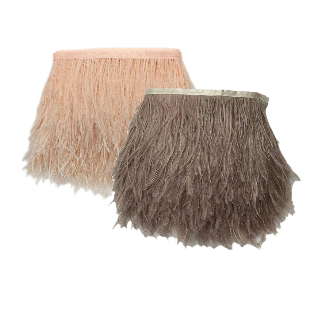 2 Yards 10-15cm Ostrich Fluffy Feather Fringe Trim Sewing Costume Millinery