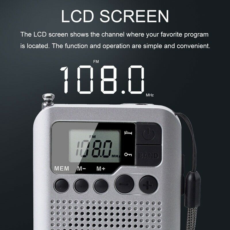 TR106 Portable FM AM Radio with LCD Display Digital Tuning Speaker Headphone Z9