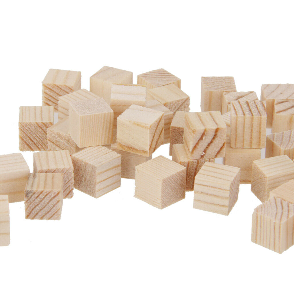 50Pcs Natural Wooden Squre Mini Wood Cubes Embellishment for Craft 10mm