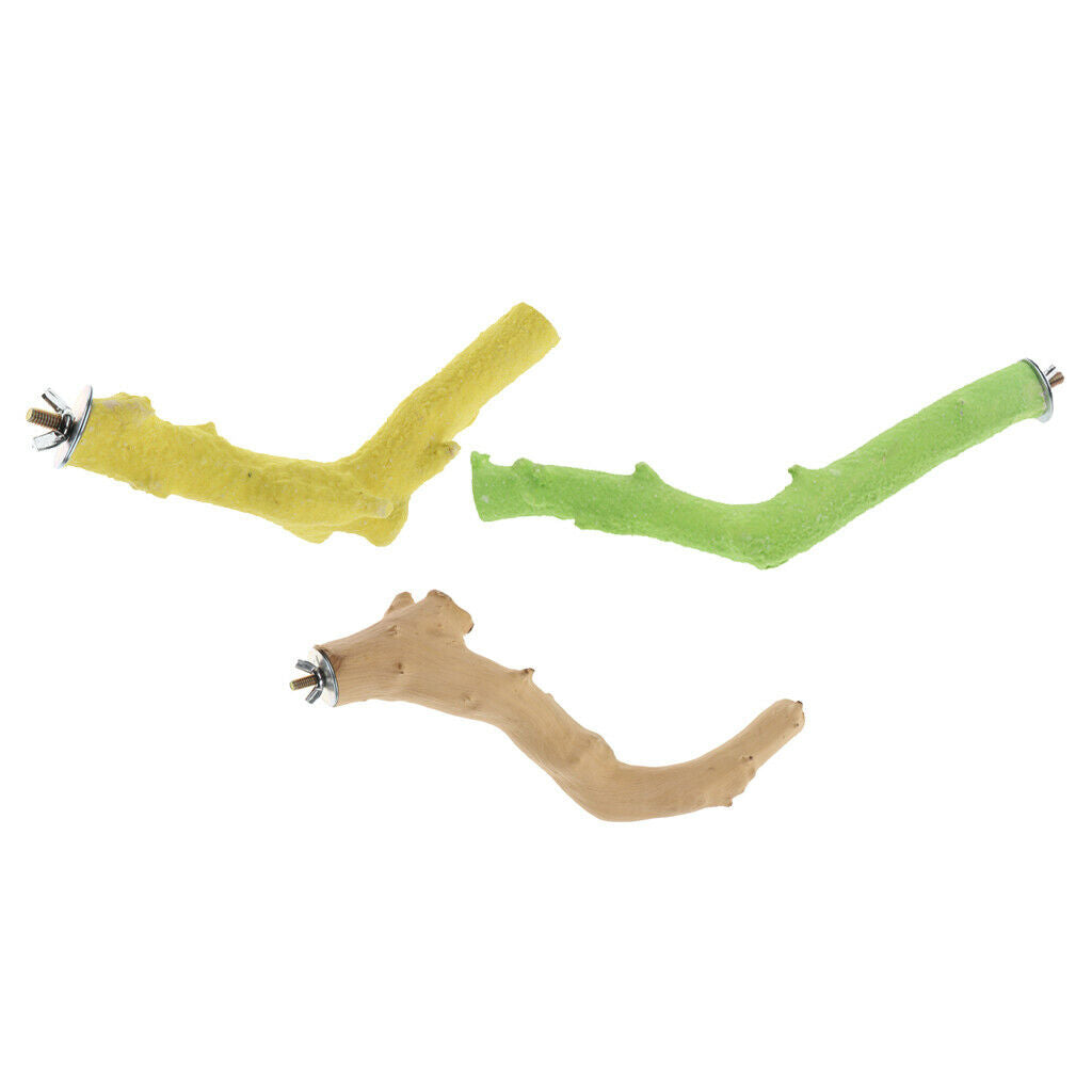 1Pc Bird Perch Stand Platform, Natural Wood Paw Grinding Bird Cage Perch for