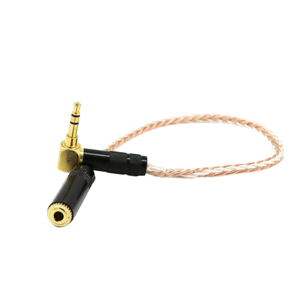 20cm Elbow 3.5mm Male to Female Stereo Extension Audio Adapter Cable clear