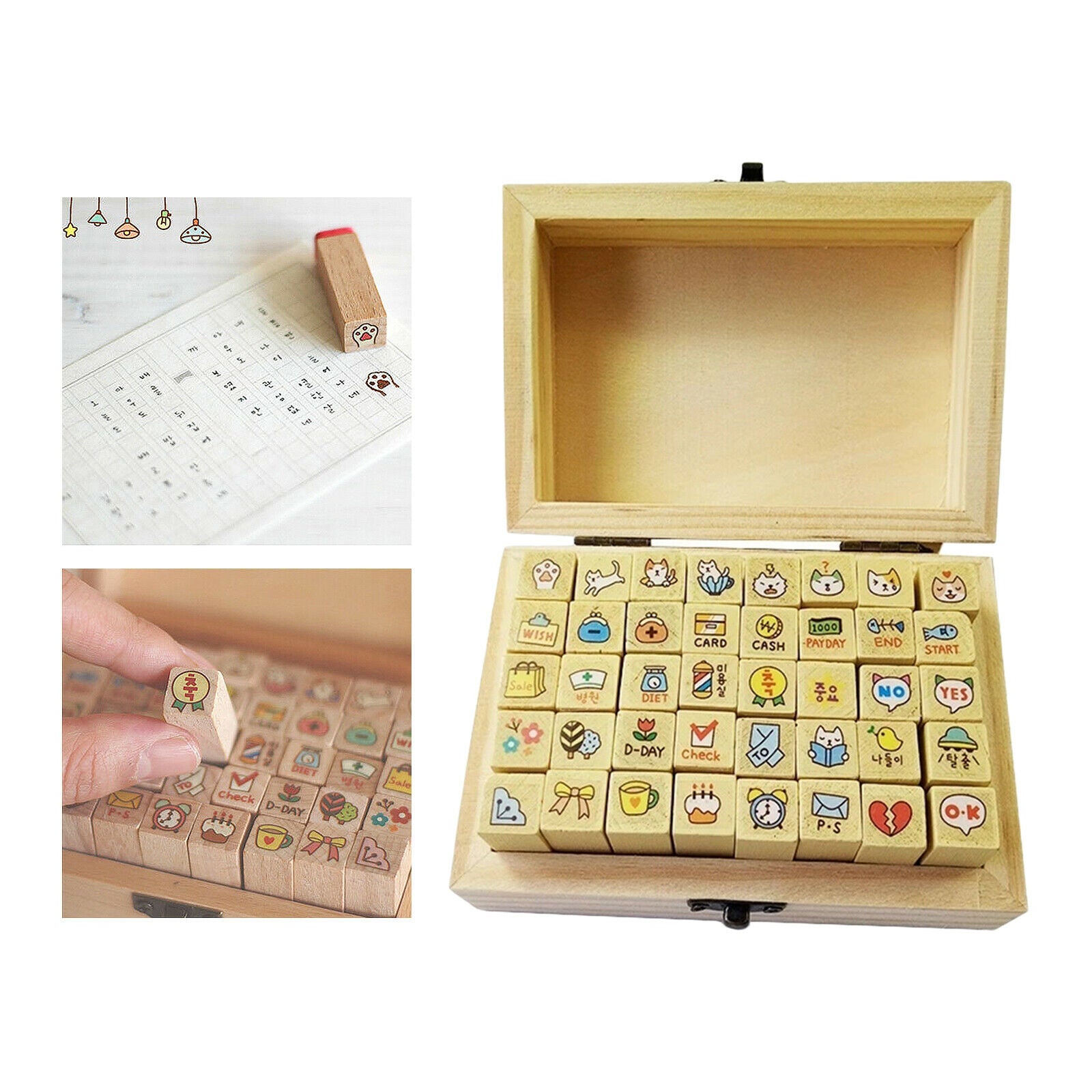 Cute Cartoon Stamps Set Multipurpose DIY Diary Cards Cat Stamps Craft, 40 pcs