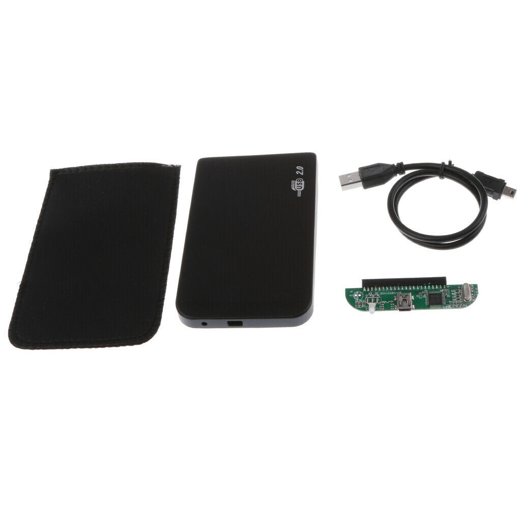 2.5'' 9.5mm IDE Hard Drive Case to USB2.0 External Disk Enclosure Box BLK