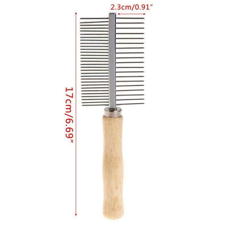 Pet Comb Grooming Double Combs Stainless Steel Wooden Handle Cat Kitten Dog Hair