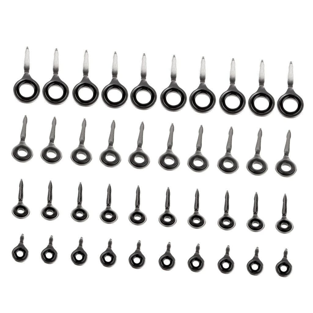 40Pcs Rod Guides Durable Eye Ring Raft Single Leg Guides Repair Mixed Size