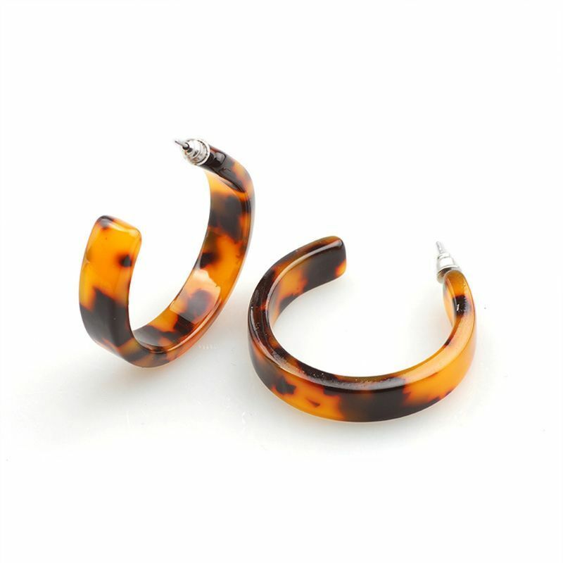 Acrylic Marbled Earring Leopard Round Hoop Earring Tortoise Shell  Women Jewelry