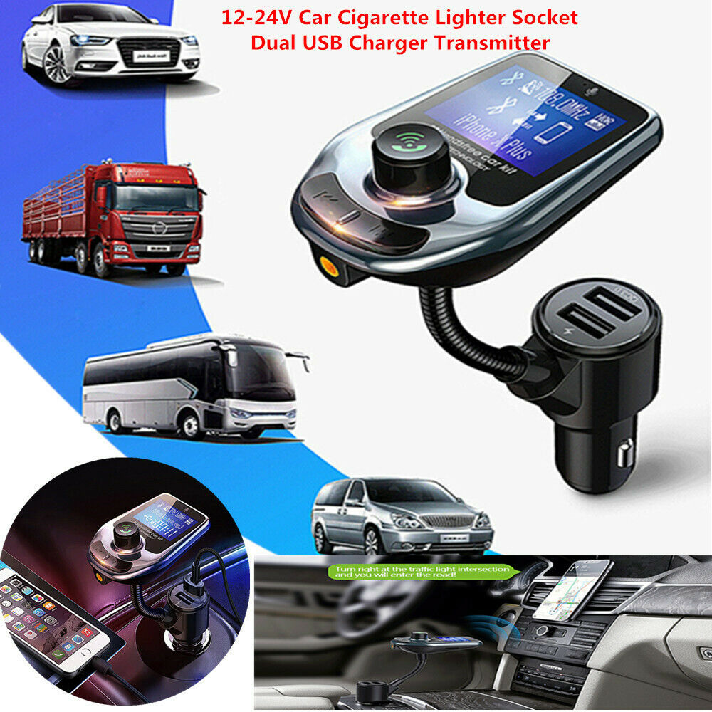 12-24V Car Cigarette Lighter Socket Dual USB Charger Bluetooth Audio Transmitter
