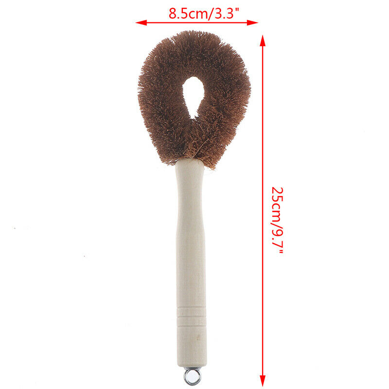 Coconut Brown Non-stick Oil Long Handle Pot Brush Flat Wash Cleaning Dish.l8