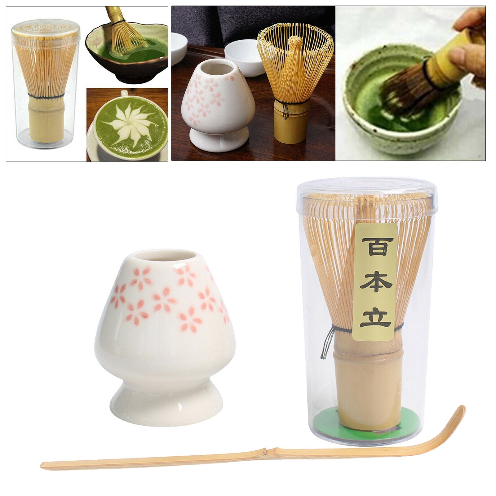 Matcha Tea Whisk Set Bamboo Tea Scoop Matcha Ceremony Starter Flower