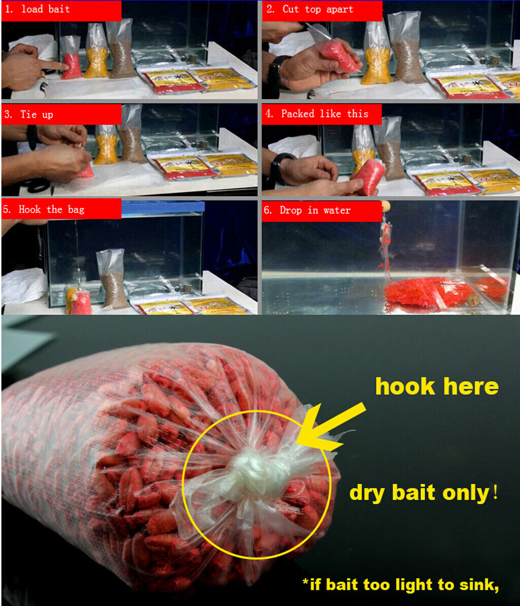 50 Pieces PVA Water Soluble Bait Bags 7x15cm / 2.8x6inch with 1 Piece
