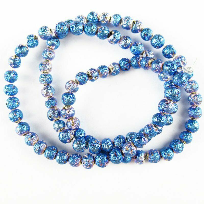 2Strand 4mm Light Blue Titanium Crystal Agate Quartz Geode Loose Bead 15.5 "