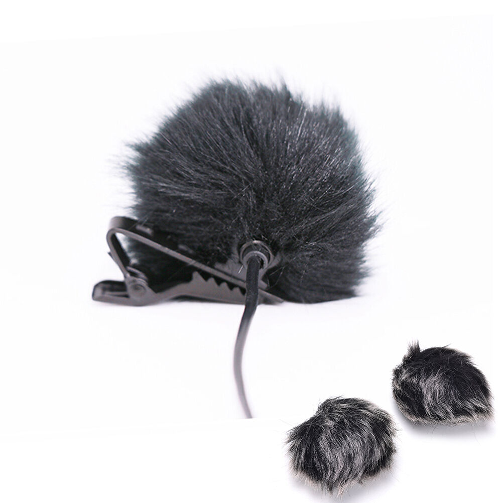 Black Fur Windscreen Windshield Wind Muff for Lapel  Microphone Mic BDAU