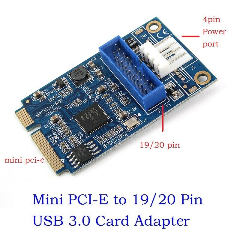 Mini PCIe to 19pin 20pin Header to USB3.0 Mini PCIe to Dual USB Expansion Card