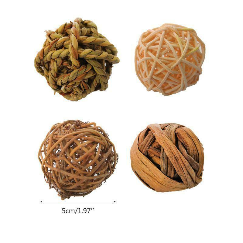4Pcs Natural Small Animal Activity Chew Toys Rabbits Bird Parrot Play Rattan