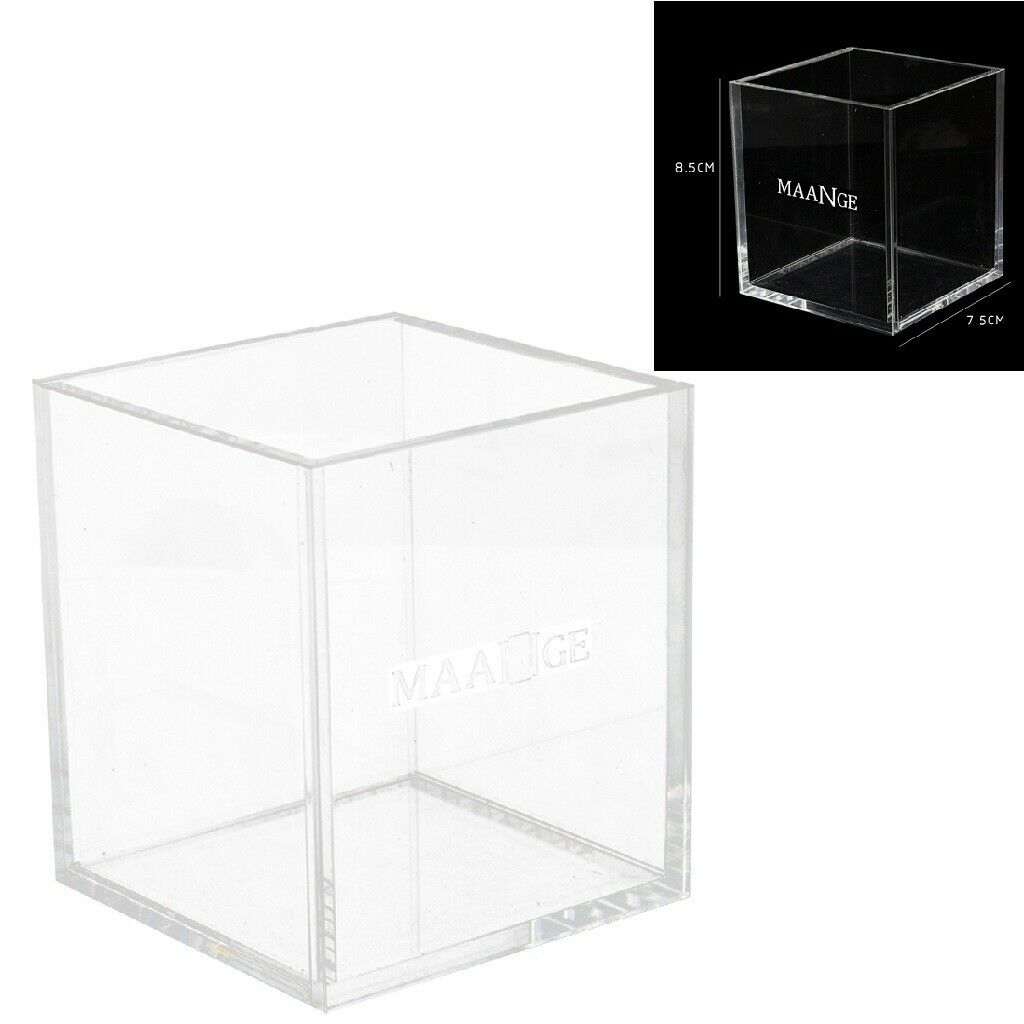 2 Pieces Premium Square Acrylic Makeup Holder Pencil Brush Cup Countertop