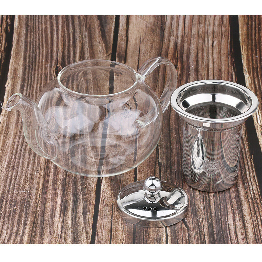 800ml Glass Teapot with Removable Infuser, Stovetop Safe Tea Kettle, Blooming