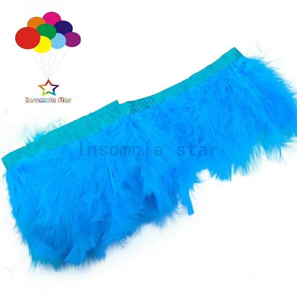 Blue Lake Pack of 2 Meter Natural Dyed Feathers Trim Fringe 6-7 inch for DIY Dre