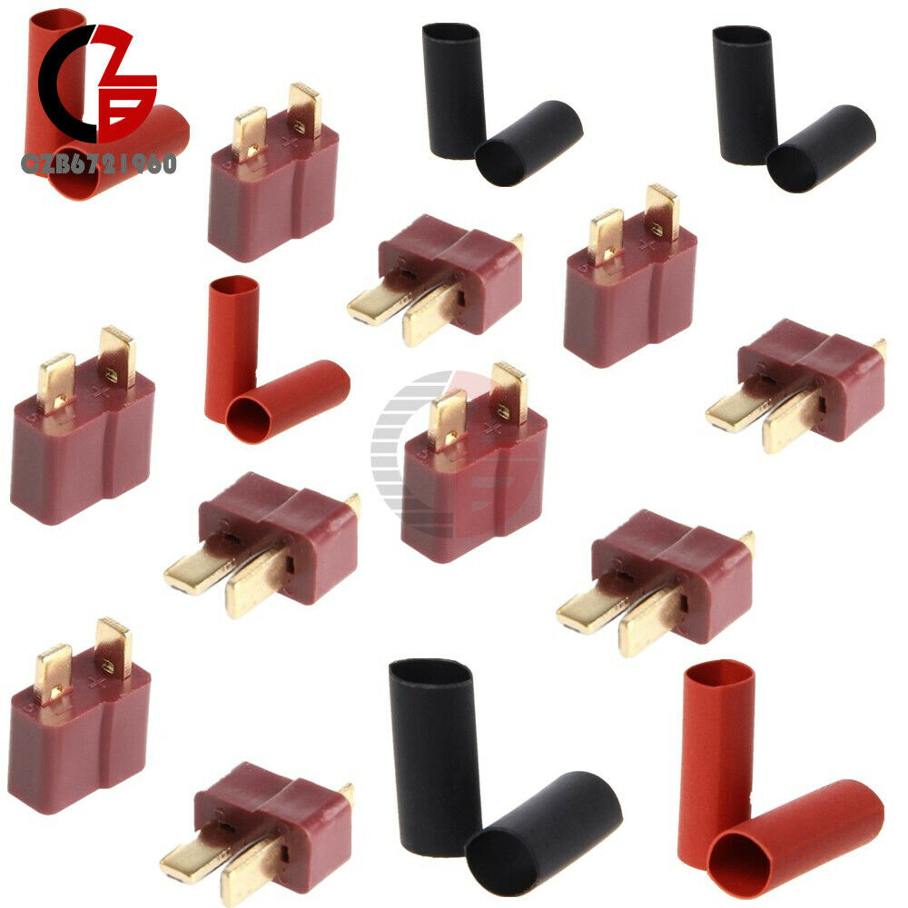 20Pcs Ultra T-Plug Connectors Deans Style +20*Shrink Tubing for RC LiPo Battery