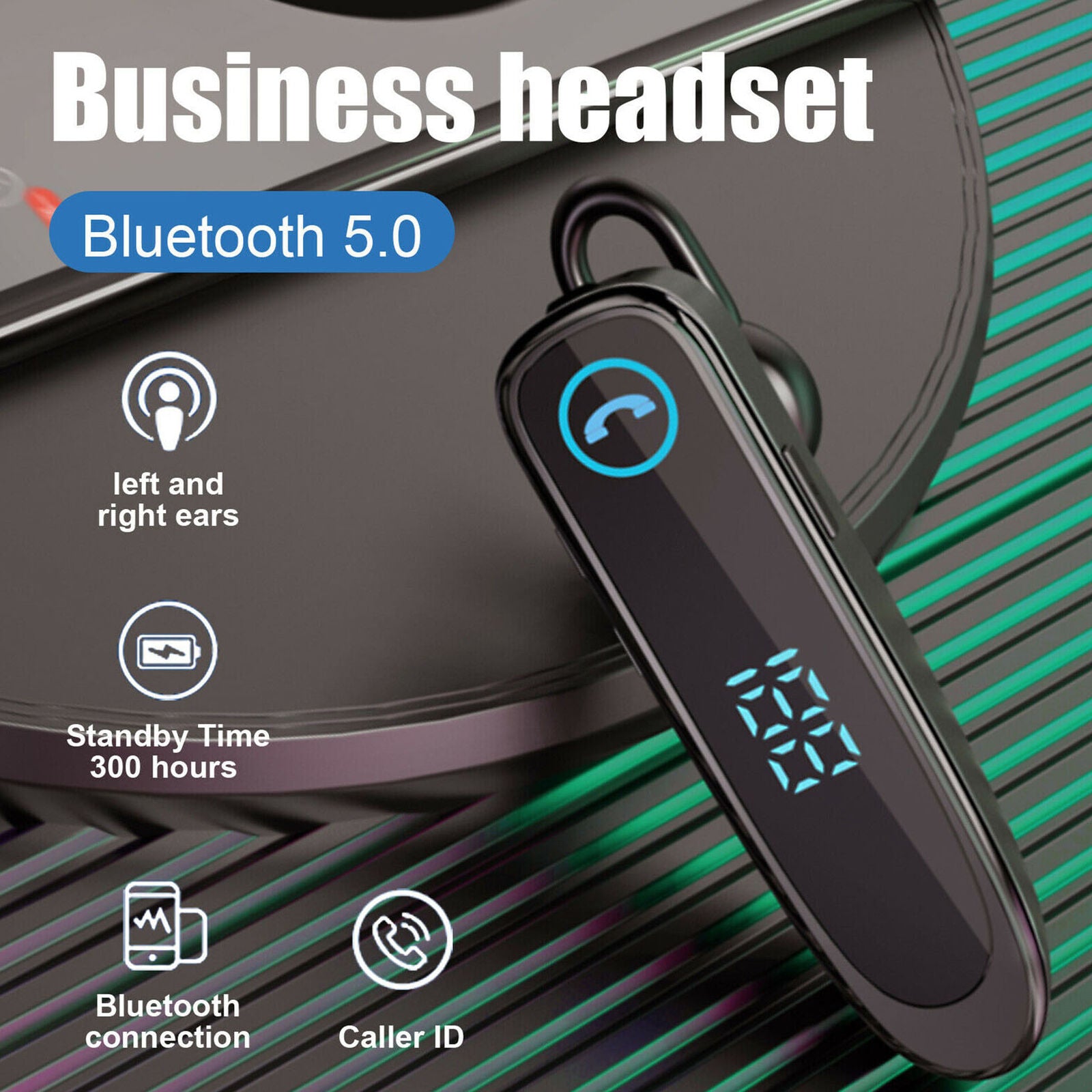 Bluetooth Earpiece Driving Trucker Wireless Headset Earbuds Noise Cancelling NEW