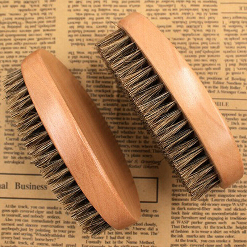 1pc Soft Boar Bristle Wood Beard Brush Hairdresser Shaving Tool Men Mustache Lt