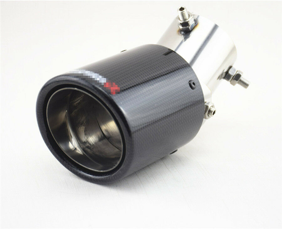 Glossy Carbon Fiber Car Modified Exhaust Pipe Tail Muffler Tip 63-89mm Universal