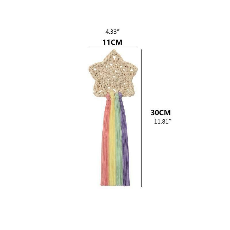 Macrame Five-pointed Star Rainbow Pendant Nordic Handwoven Cotton Tapestry Decor