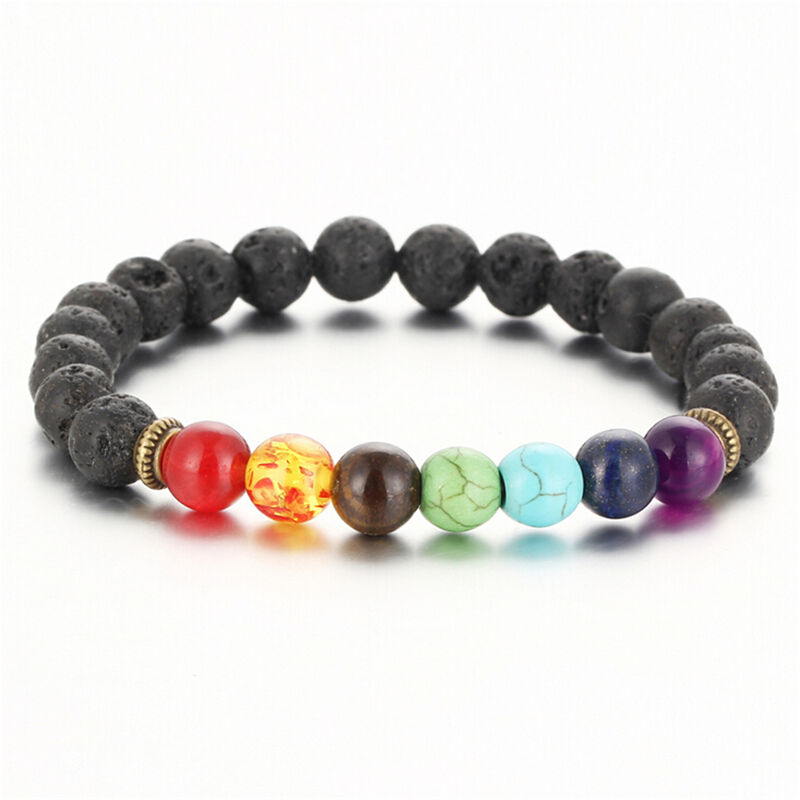 7Chakra New Healing Balance Beaded Bracelet Lava Yoga Reiki Prayer Stone U.l8