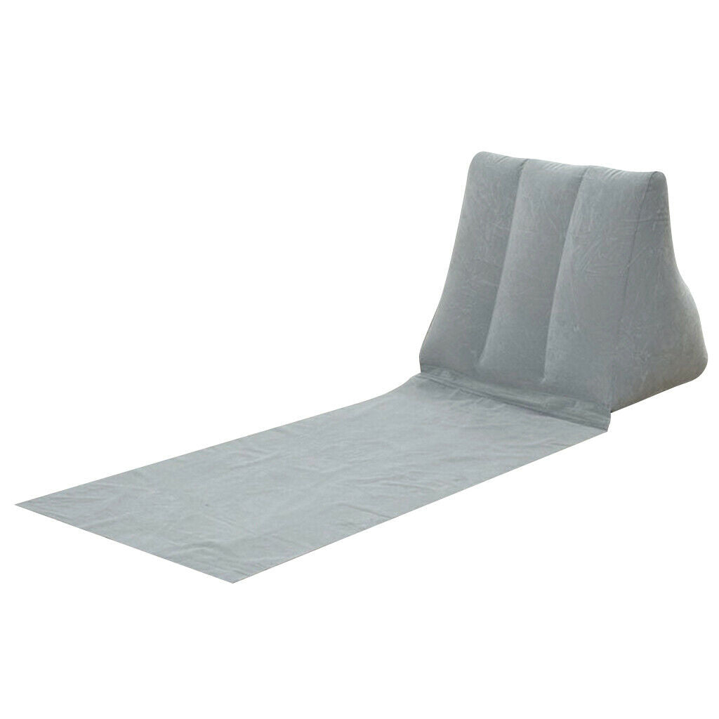 Garden Inflating Beach Camping Lounger Cushion Chair Air Bed Mattress Gray