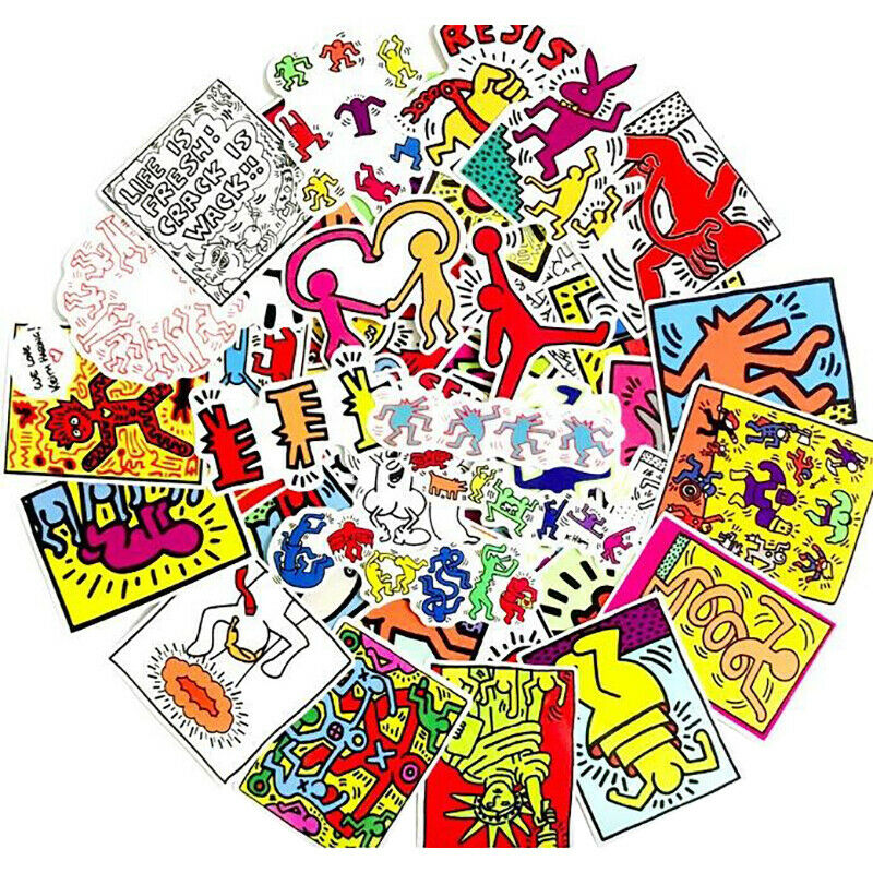 50Pcs Keith Haring Stickers Waterproof Laptop Skateboard Luggage Guitar Stic GR