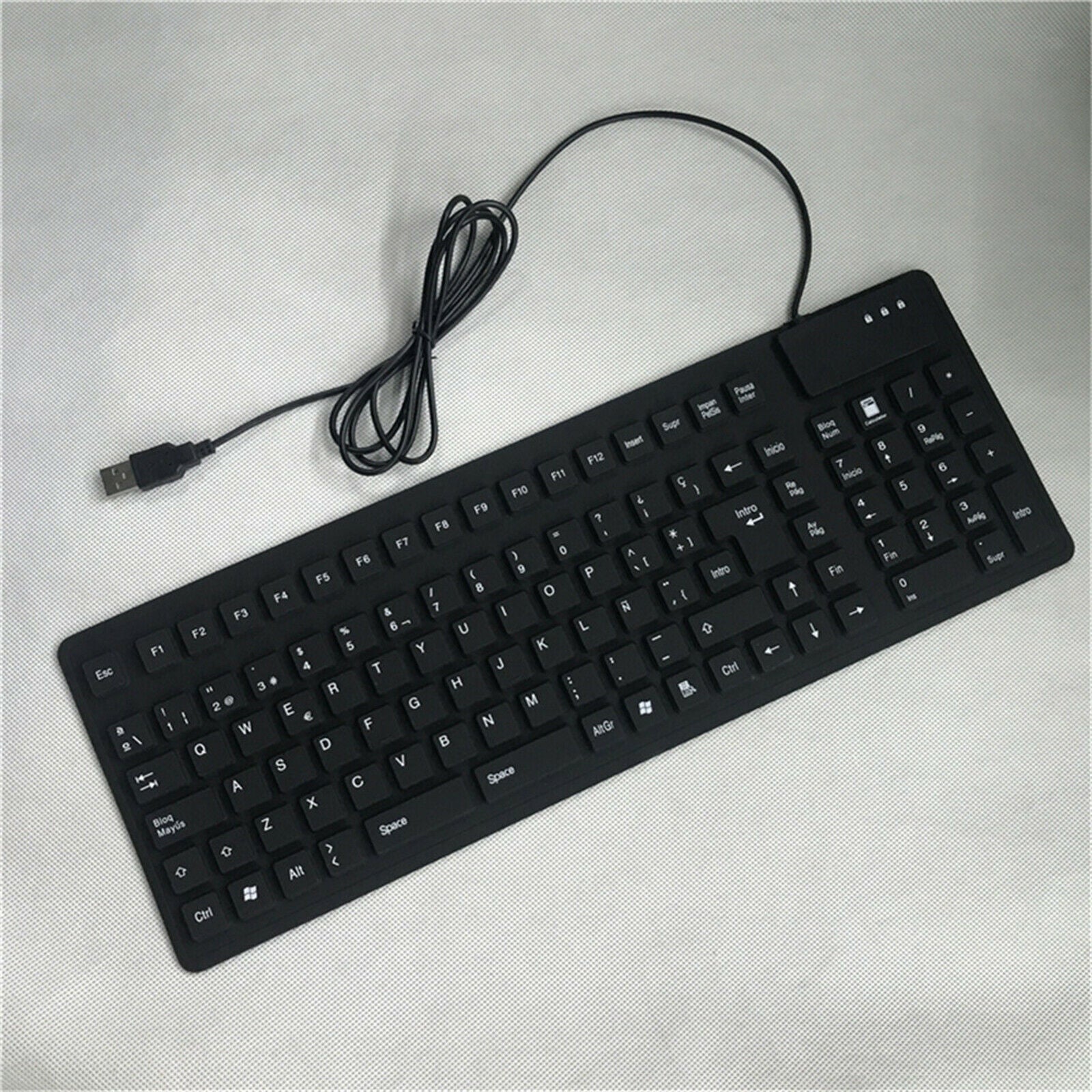 Waterproof Silicone Spanish Keyboard Foldable USB Mini Keyboard 105 Keys