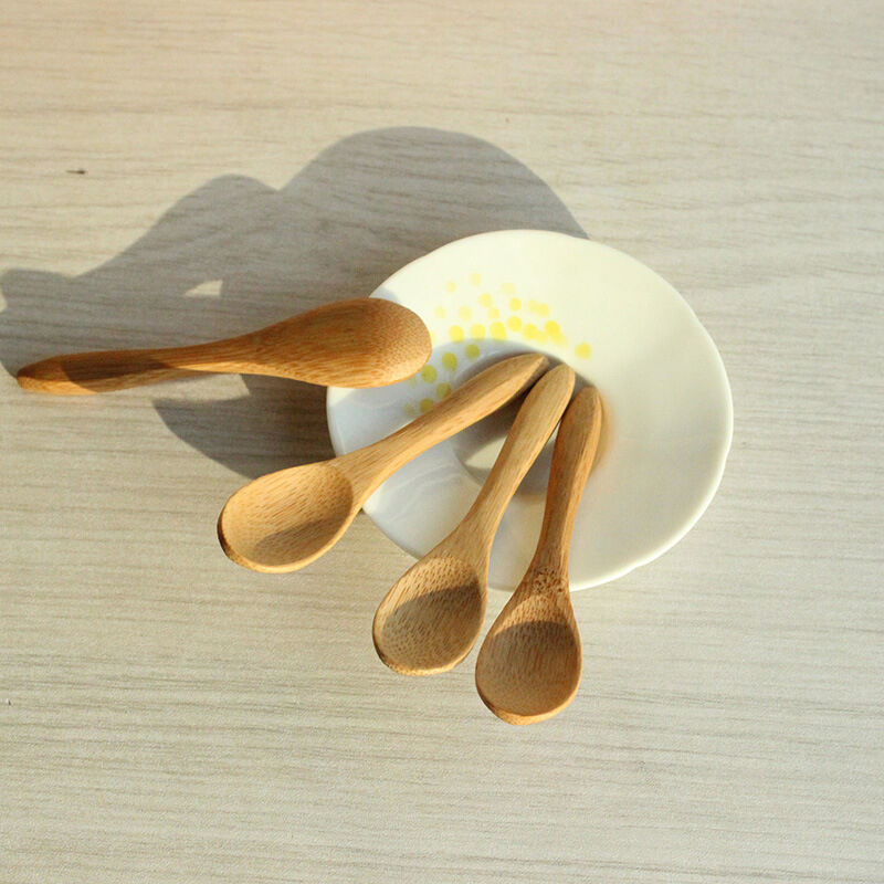 Cute Mini Small Wooden Baby Honey coffee Spoon Condiment Spoon 9.2*2.0cm .l8