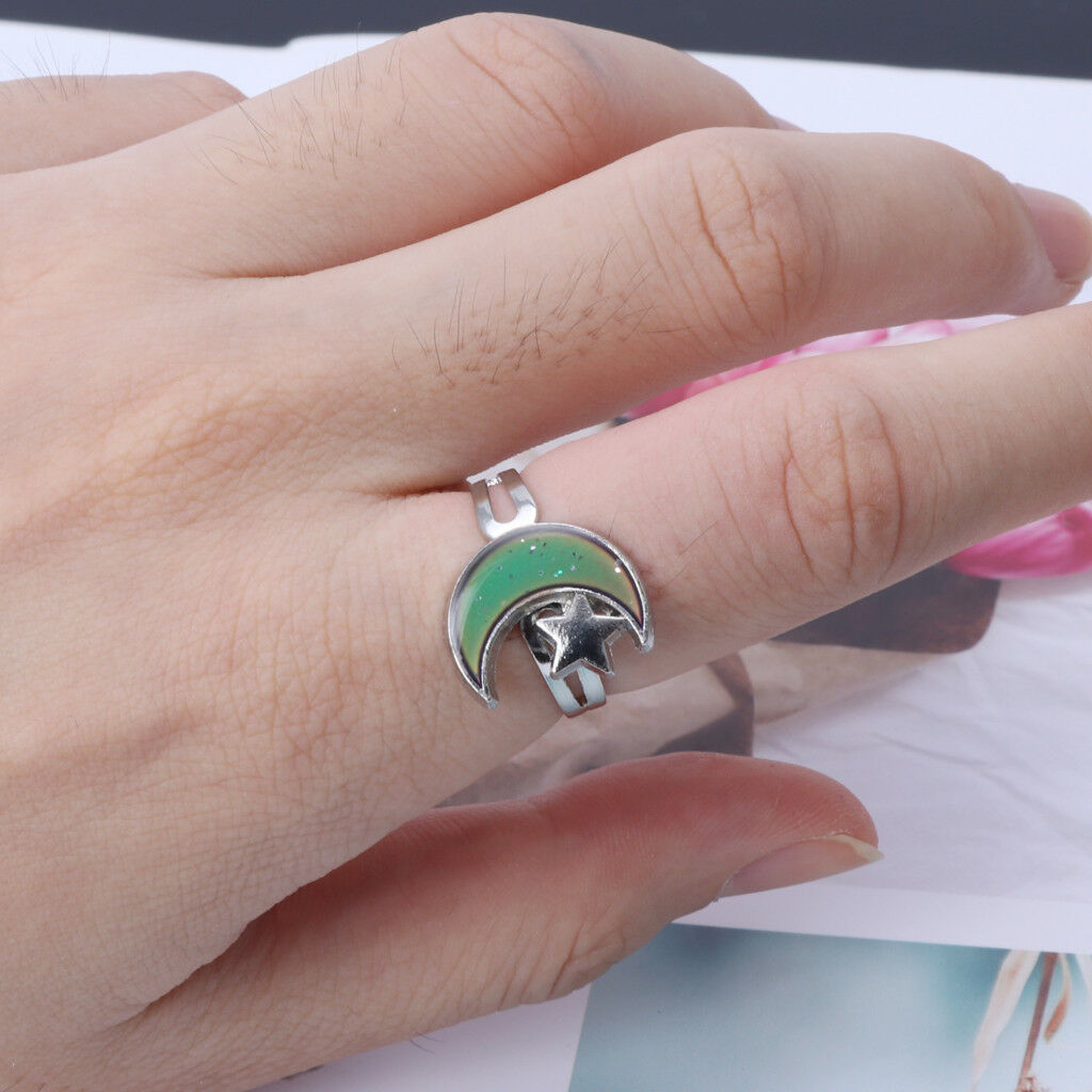 Moon Star Shape Color Change Mood Ring Emotion Feeling Temperature Ring Birthday