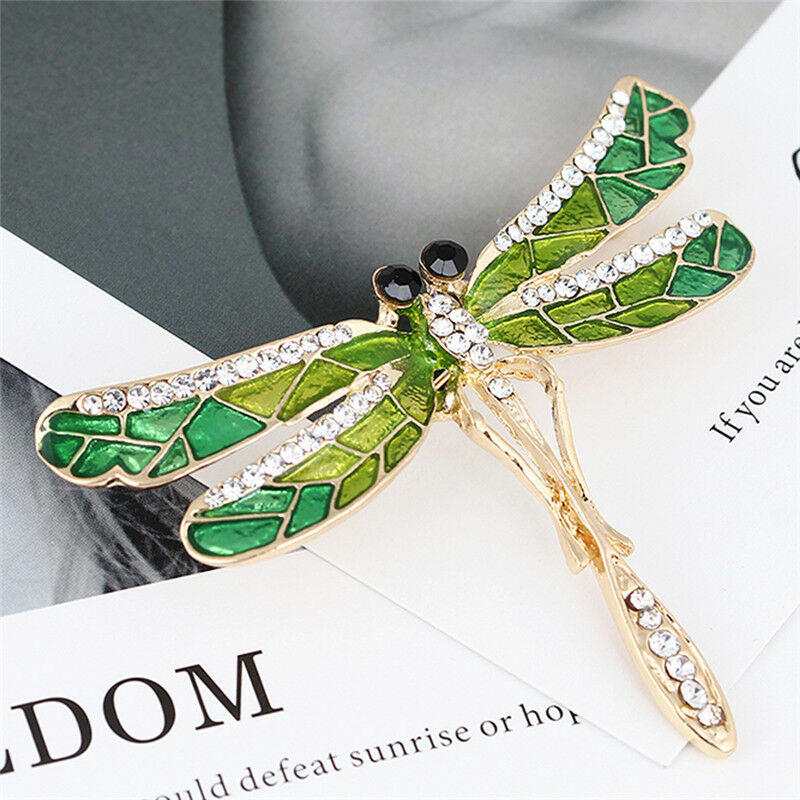 Enamel Dragonfly Brooch Crystal Collar Bridal Brooch Pin Women Jewelry GiftN Qx