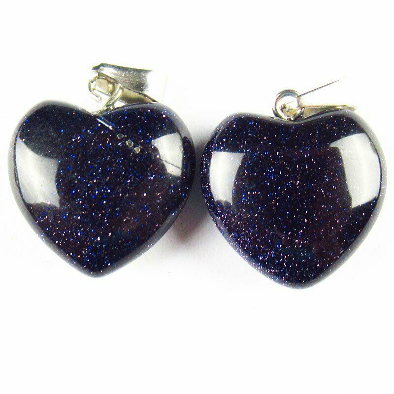 10pcs 26g Blue Sand Stone Heart Pendant Bead 16x16x6mm A-222SK