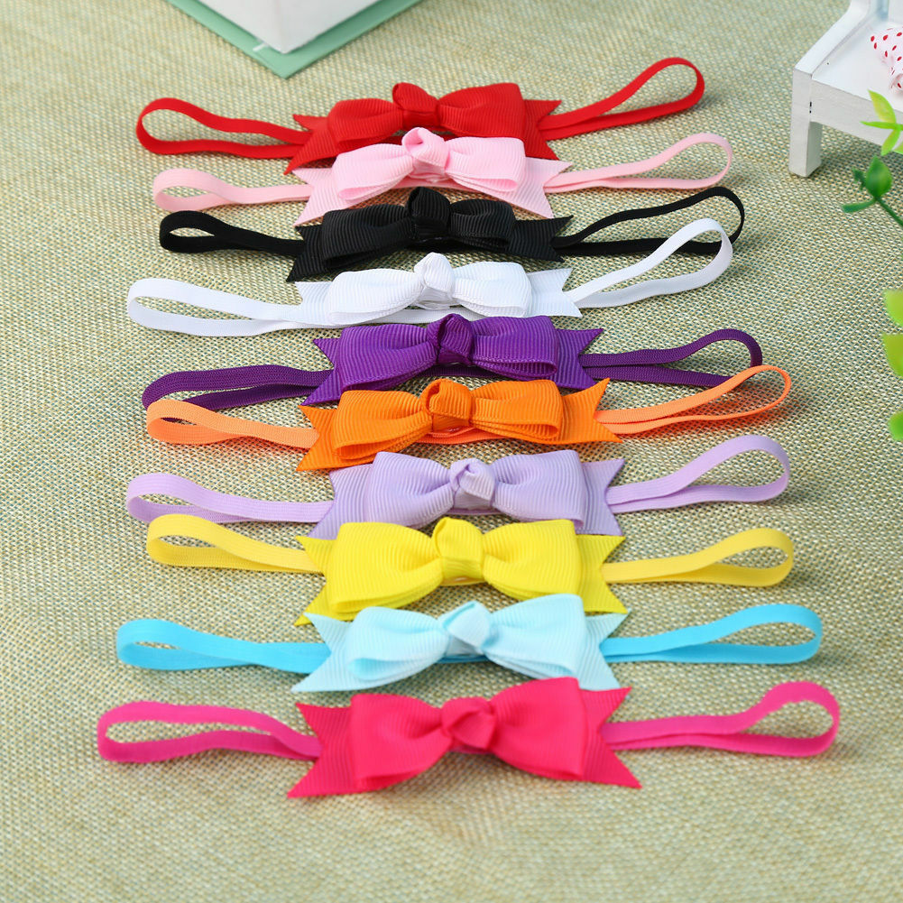 10pcs Newborn Baby Girl Infant Toddler Headband Bow Ribbon HairBand Acceh3M Qx
