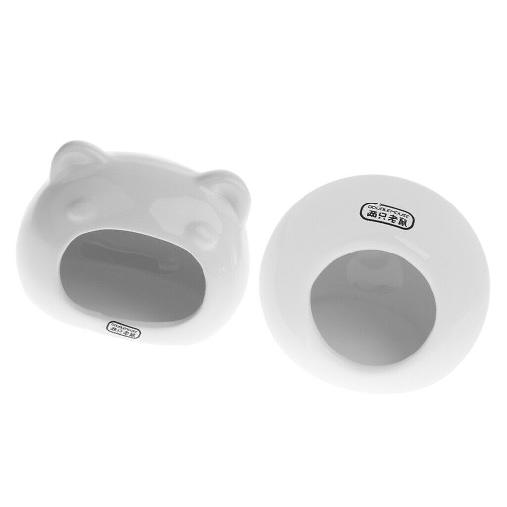 2 Pcs Ceramic Hamster Bedding Hideout Nest, Chinchilla Cage Accessories, Hamster