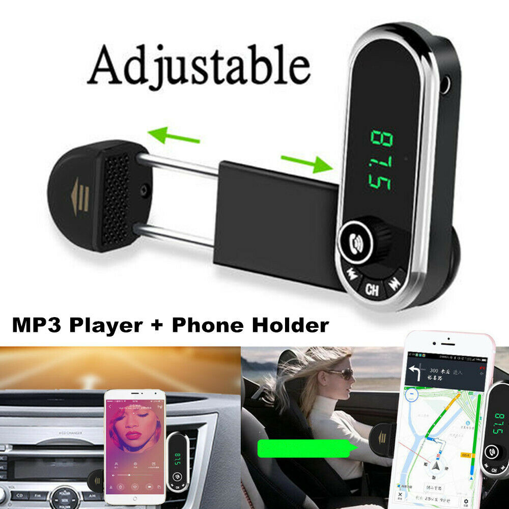 Car Bluetooth Hands-free MP3 WMA Player FM Transmitter with Mobile Phone Holder