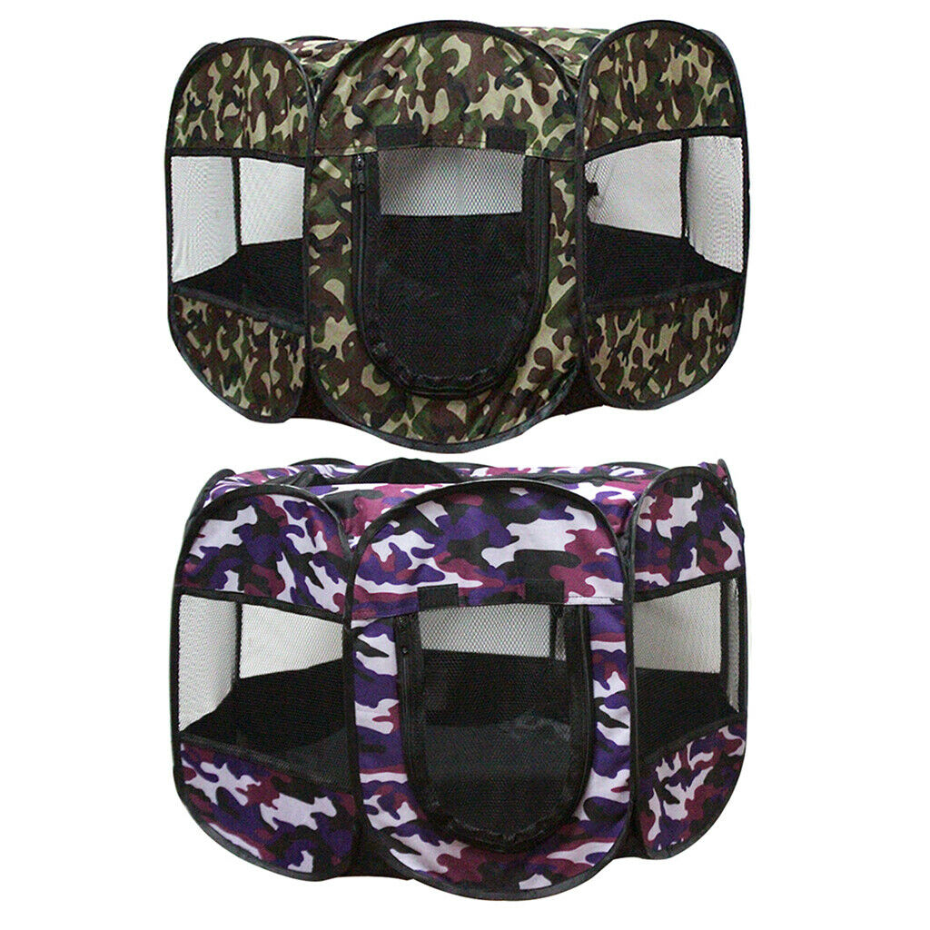 Pet Portable Foldable Kennel Dogs Cat Outdoor Cage Travel Carrier Purple+Red
